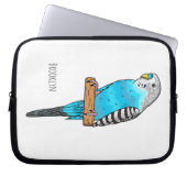 Blaue Budgerigar-Cartoon Laptopschutzhülle (Vorderseite)