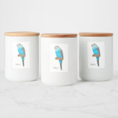 Blaue Budgerigar-Cartoon Lebensmitteletikett (Flaschen)