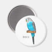 Blaue Budgerigar-Cartoon Magnet (Vorderseite/Rückseite)