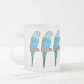 Blaue Budgerigar-Cartoon Mattglastasse (Links)