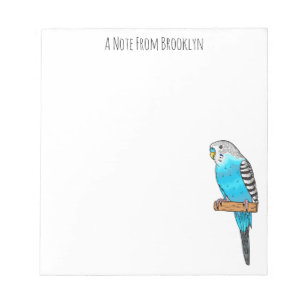 Blaue Budgerigar-Cartoon Notizblock