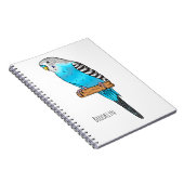 Blaue Budgerigar-Cartoon Notizblock (Rechte Seite)