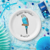 Blaue Budgerigar-Cartoon Pappteller (Party)