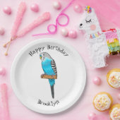 Blaue Budgerigar-Cartoon Pappteller (Party)