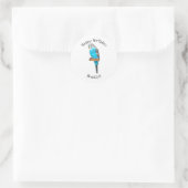 Blaue Budgerigar-Cartoon Runder Aufkleber (Tasche)