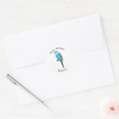 Blaue Budgerigar-Cartoon Runder Aufkleber (Umschlag)