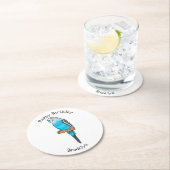 Blaue Budgerigar-Cartoon Runder Pappuntersetzer (Vor Ort)