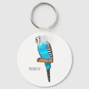 Blaue Budgerigar-Cartoon Schlüsselanhänger