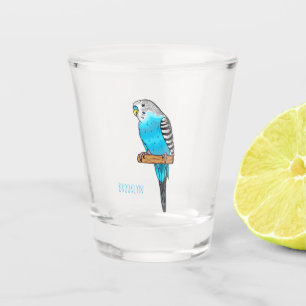 Blaue Budgerigar-Cartoon Schnapsglas