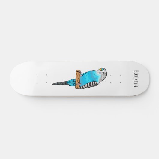 Blaue Budgerigar-Cartoon Skateboard (Horizontal)