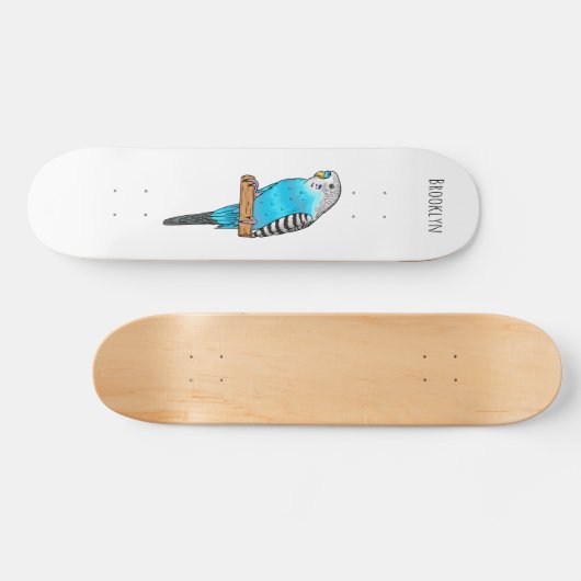 Blaue Budgerigar-Cartoon Skateboard (Horizontal)