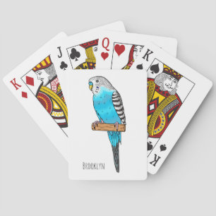 Blaue Budgerigar-Cartoon Spielkarten