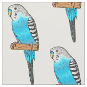 Blaue Budgerigar-Cartoon Stoff (Nahaufnahme)