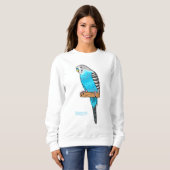 Blaue Budgerigar-Cartoon Sweatshirt (Vorne ganz)
