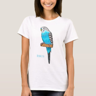 Blaue Budgerigar-Cartoon T-Shirt