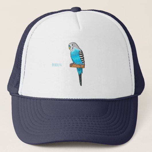 Blaue Budgerigar-Cartoon Truckerkappe (Vorderseite)