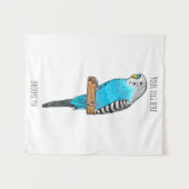 Blaue Budgerigar-Cartoon Wandteppich (Vorderseite (Horizontal))