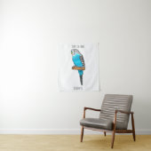 Blaue Budgerigar-Cartoon Wandteppich (Beispiel)