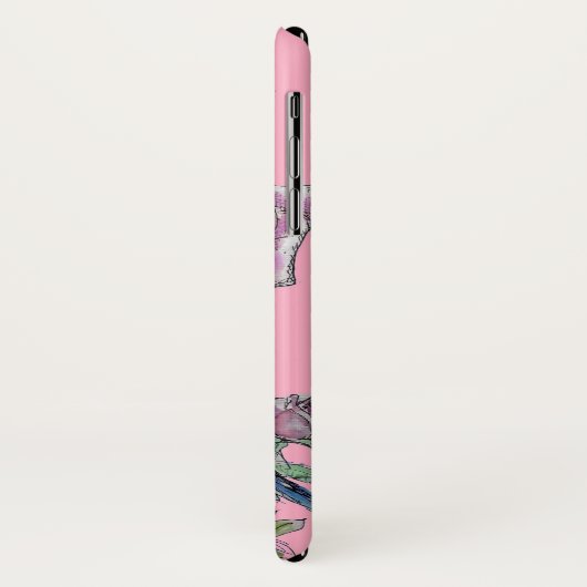 Blaue Budgie Blumengärten Pink Case-Mate iPhone Hülle (Hinten/Links)