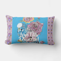 Blaue Budgie-lila-Blume Dekoration Kissen