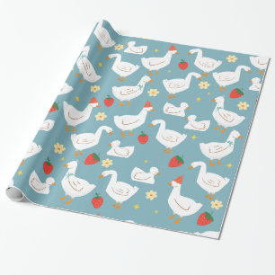 Blaue Bugfrüchte Erdbeere Geschenkpapier