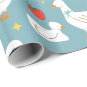Blaue Bugfrüchte Erdbeere Geschenkpapier (Rolleneckpunkt)