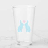 Blaue Bunnien und rosa Herz Glas (Rückseite)
