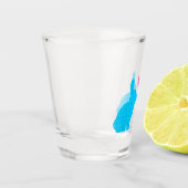 Blaue Bunnien und rosa Herz Schnapsglas (Links)