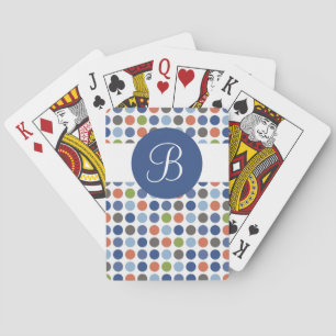 Blaue bunte Punkte benutzerdefinierte Monogramm-Sp Spielkarten