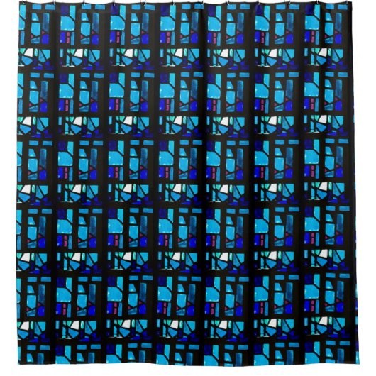 Blaue Buntglas-Duschvorhang #2 Duschvorhang (Vorderseite)