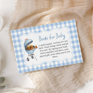 Blaue Burger BBQ Baby Shower Bücher für Baby Begleitkarte