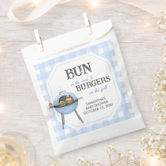 Blaue Burger BBQ Baby Shower Geschenktütchen (Ausgeschnitten)