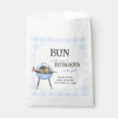 Blaue Burger BBQ Baby Shower Geschenktütchen (Vorderseite)