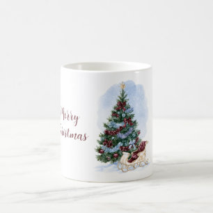 Blaue Burgunder-Girlande Weihnachtsbaum-Schlitten Kaffeetasse