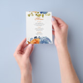 Blaue Burnt Orange Terracotta Wedding Menu Flyer (Gruppe)