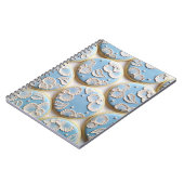 Blaue Bürste gestickte Plätzchen Notizblock (Linke Seite)