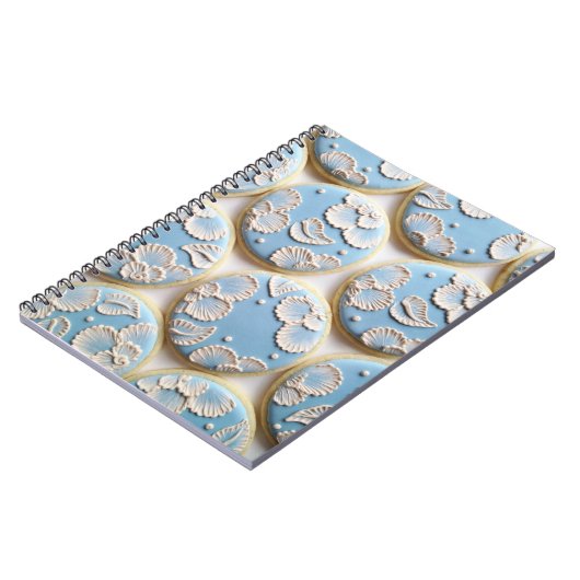 Blaue Bürste gestickte Plätzchen Notizblock (Linke Seite)