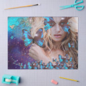 BLAUE BUTERRFLY Schönheit im Naturfachpapier Seidenpapier (Basteln)