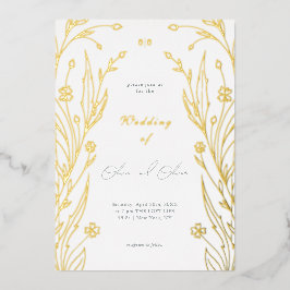 Blaue Butterblumen-Hochzeit Folieneinladung