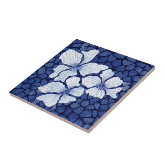 Blaue Buttercups Fliese (Seite)