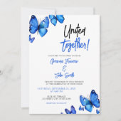 Blaue Butterfliegen Chic Wedding Einladung (Vorderseite)