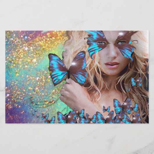BLAUE BUTTERFLY 16 . GEBURTSTAG PARTY BRIEFPAPIER (Vorderseite)