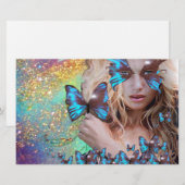 BLAUE BUTTERFLY 16 . GEBURTSTAG PARTY BRIEFPAPIER (Vorne/Hinten)