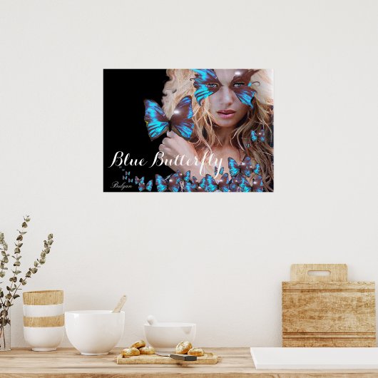 BLAUE BUTTERFLY FRAU POSTER (Küche)