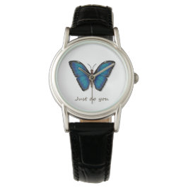 Blaue Butterfly-Klassiklederuhr Armbanduhr