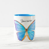 BLAUE BUTTERFLY personalisieren Zweifarbige Tasse (Mittel)