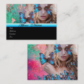 BLAUE BUTTERFLY SCHÖNHEIT MAKEUP KÜNSTLER Pink Gre Visitenkarte (Vorne/Hinten)