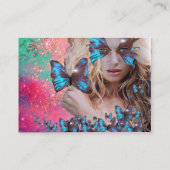 BLAUE BUTTERFLY SCHÖNHEIT MAKEUP KÜNSTLER Pink Gre Visitenkarte (Rückseite)