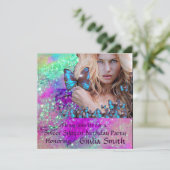 BLAUE BUTTERFLY SWEET 16 PARTY MONOGRAM, Champagne Einladung (Stehend Vorderseite)