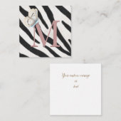 Blaue Butterfly und Zebra-Fur-Rose Monogram Custom Mitteilungskarte (Vorne/Hinten)